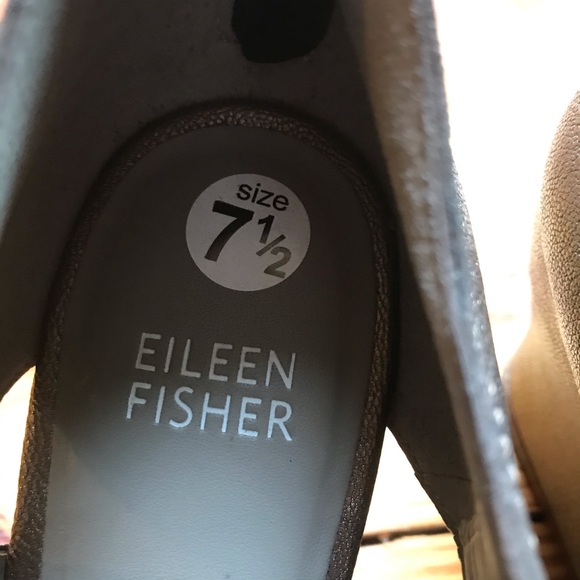 Eileen Fisher Silver Chrome Strappy Wedges, EUC, 7.5 - Picture 3 of 10